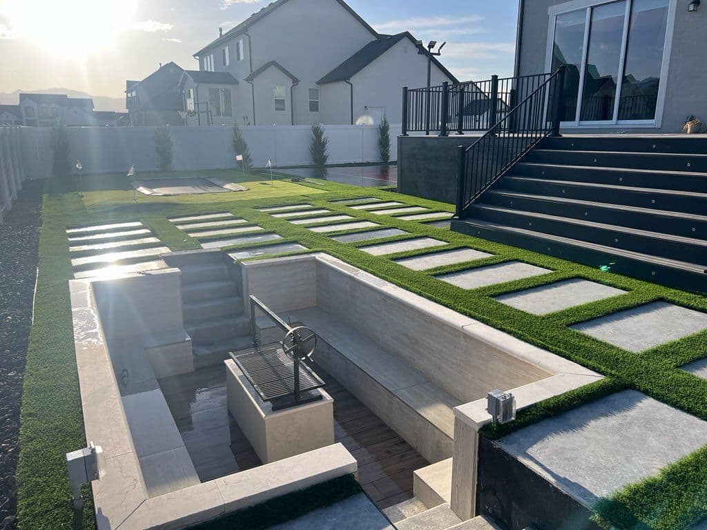 Backyard Retreat with Sunken Lounge and Putting Green image